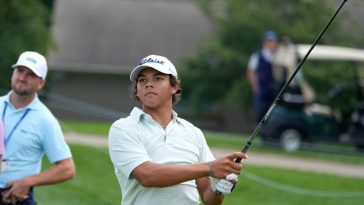 Charlie Woods aterrizará el día 11 el martes 23 de julio de 2024 en el Campeonato Amateur Juvenil de EE. UU. en Oakland Hills Country Club en Bloomfield Hills. (Foto: Eric Seals/Detroit Free Press)