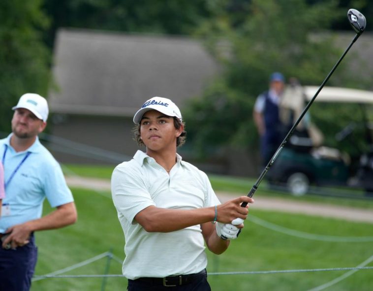 Charlie Woods aterrizará el día 11 el martes 23 de julio de 2024 en el Campeonato Amateur Juvenil de EE. UU. en Oakland Hills Country Club en Bloomfield Hills. (Foto: Eric Seals/Detroit Free Press)