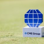 Un marcador de salida de CME Group en el CME Group Tour Championship 2023 en Tiburon Golf Club en Naples, Florida. (Michael Reaves/Getty Images)