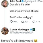 Conor McGregor ha respondido a Jake Paul tras el veredicto de agresión sexual del irlandés