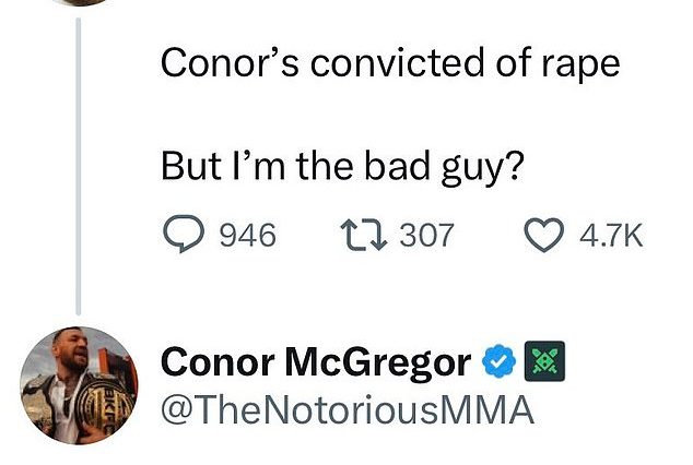 Conor McGregor ha respondido a Jake Paul tras el veredicto de agresión sexual del irlandés