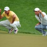 Brooks Koepka y Scottie Scheffler en el Campeonato de la PGA 2023 en Oak Hill Country Club. (Kevin C. Cox/Getty Images)