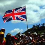 Una bandera Union Jack en el Tour de Francia