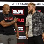 Mike Tyson (izquierda), de 58 años, peleará contra Jake Paul, de 27 años, en Arlington, Texas, el viernes por la noche.