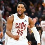 Donovan Mitchell celebrating against the Chicago Bulls