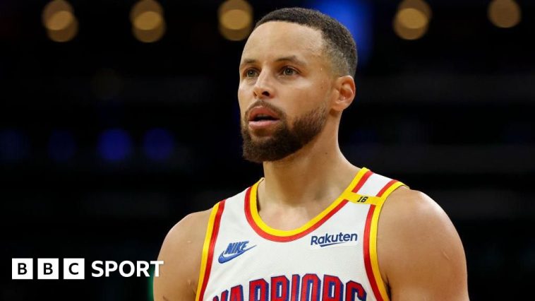 Steph Curry looks into the distance during a match