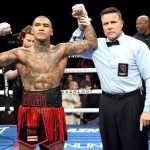 Conor Benn, en la foto (izquierda) después de vencer a Pete Dobson en febrero, busca una oportunidad por el título mundial.