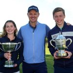 Los ganadores del Campeonato de Golf Junior Justin Rose Telegraph, Grace Crawford y Charlie Rusbridge