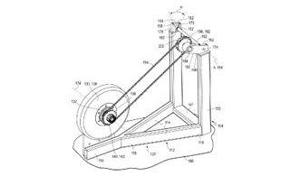 Un dibujo digital de un entrenador de bicicleta SRAM.