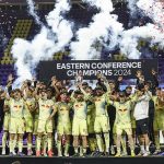 Los New York Red Bulls celebran en el campo de Orlando tras ganar la Conferencia Este