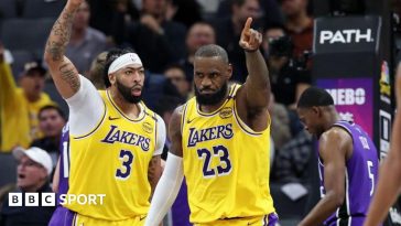 LeBron James in action for the Los Angeles Lakers against the Sacramento Kings