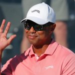 Tiger Woods de Estados Unidos reacciona durante el desafío Hero Shot previo al Hero World Challenge 2024 en el campo de golf Albany el 3 de diciembre de 2024 en Nassau, Bahamas. (Foto de Kevin C. Cox/Getty Images)