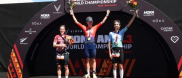 Podio del Campeonato del Mundo IRONMAN 70.3 2024 Taylor Knibb Kat Matthews Ashleigh Gentle