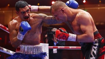 El rey australiano del peso crucero, Jai Opetaia (en la foto a la izquierda peleando contra Mairis Briedis) se enfrenta a David Nyika en Gold Coast el miércoles por la noche.