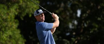 Patrick Fishburn disparó un 65 para compartir el liderato en la etapa intermedia del Sony Open del PGA Tour en Hawaii el viernes (Maddie Meyer)