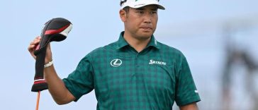 El japonés Hideki Matsuyama se prepara para realizar un tiro el sábado