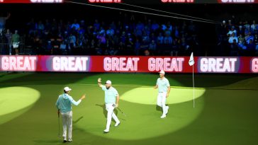 El Bay GC triunfó en la noche de debut de TGL. (Mike Ehrmann/TGL/TGL Golf vía Getty Images)