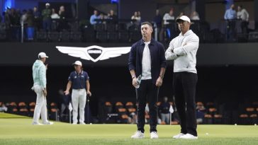 McIlroy y Woods son las principales figuras detrás de TGL. -Rebecca Blackwell/AP