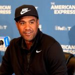 Tony Finau habla con los medios antes del torneo en The American Express en La Quinta, California, el miércoles 15 de enero de 2025.