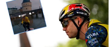 Wout van Aert cambia dos ruedas por... una surf-bike