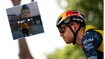 Wout van Aert cambia dos ruedas por... una surf-bike